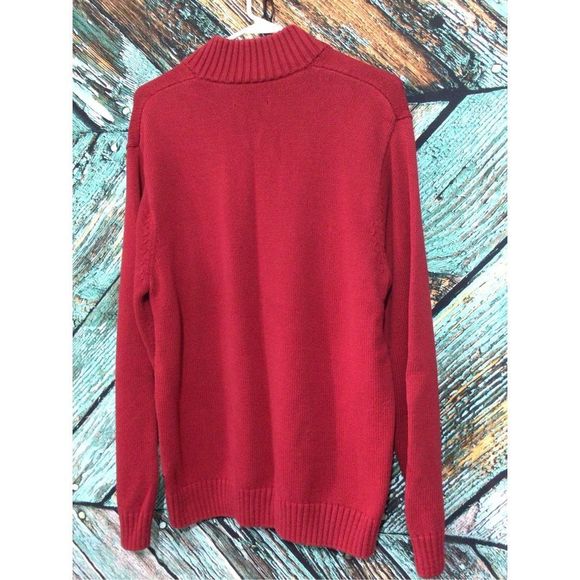 Chaps Moose Print 🫎 Sweater Red White Size Medium 3 Buttons Front ~ Beautiful S - Picture 4 of 12